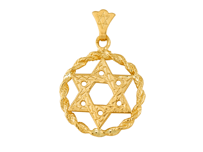 14 Karat Gold Encircled Jewish Star Pendant - Jewish Star Pendant 14 Karat Gold Encircled Jewish Star Pendant - Jewish Star Pendant