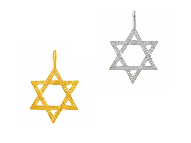 14 KARAT GOLD DESIGNER STAR OF DAVID PENDANT
